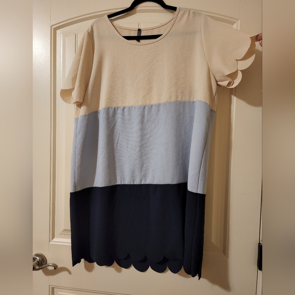 Glitzy Girlz Scalloped Color Block Dress